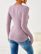 Grace V Neck Button Long Sleeve Top - view 6
