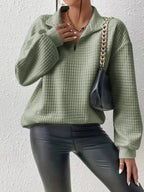 Nell Waffle Knit Half Zip Jumper - front view