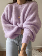 Etta Collarless Relaxed Knitted Jumper - view 6