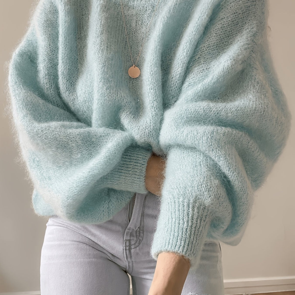 Etta Collarless Relaxed Knitted Jumper - view 15