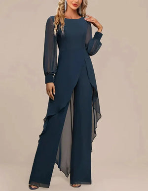 Helena | Chiffon Overlay Wide-Leg Jumpsuit — RoselynAtelier