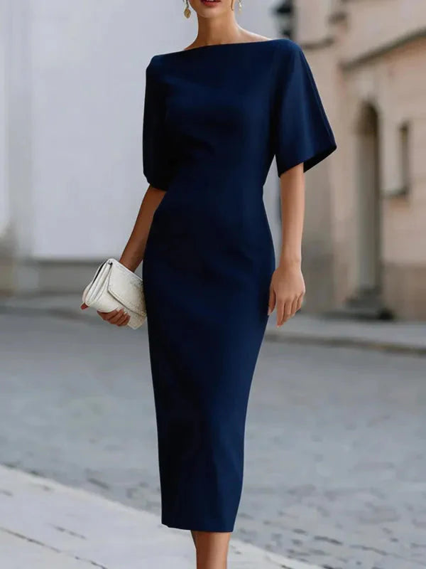 Genevieve | Ruffle Sleeve Fitted Midi Dress — RoselynAtelier