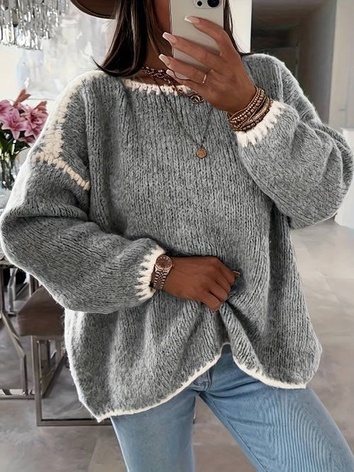 Daisy Colour Block Crew Neck Jumper - front view