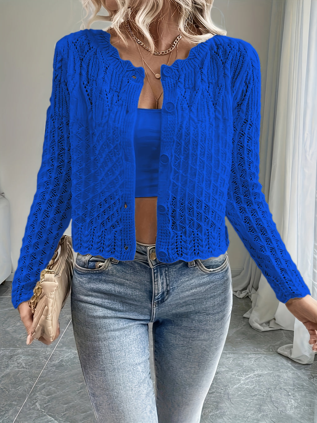 Bonnie Open Knit Button Cardigan - view 3