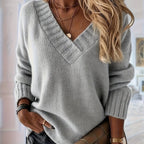 Lily Deep V Neck Oversized Jumper - view 11