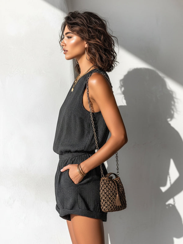 Cleo | Striped Linen Blend Playsuit — RoselynAtelier