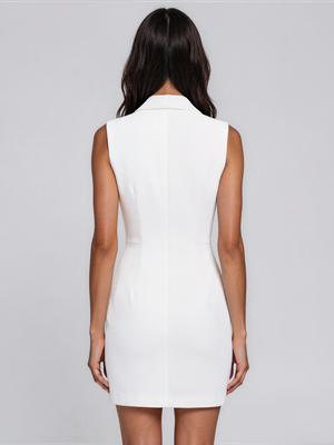 Valentina | Sleeveless Blazer Mini Dress with Ruffle Detail