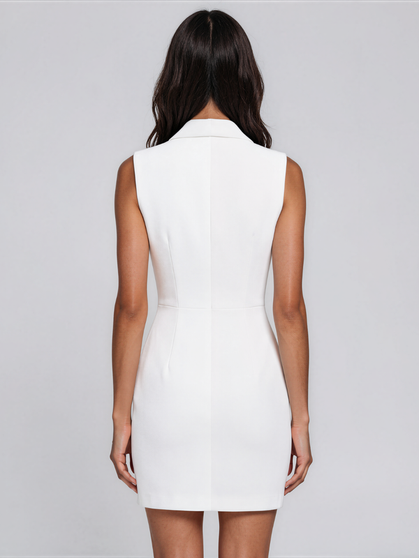 Valentina | Sleeveless Blazer Mini Dress with Ruffle Detail