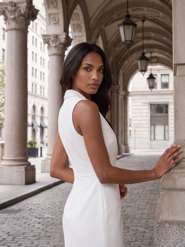 Valentina | Sleeveless Blazer Mini Dress with Ruffle Detail