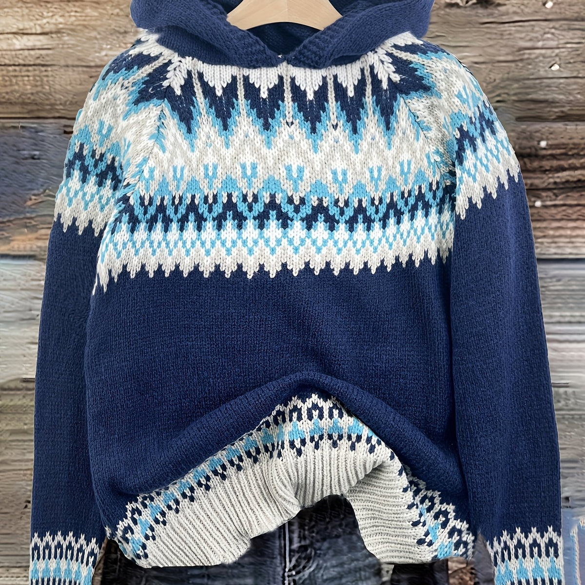Poppy Hooded Jacquard Knit Jumper - view 14