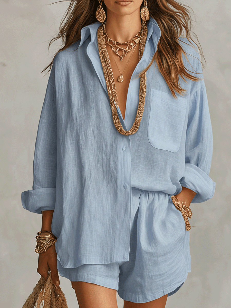 Petra | Linen Shirt and Shorts Co-Ord Set — RoselynAtelier