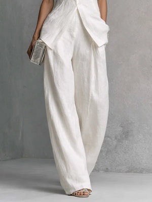 Grace | Linen Wide-Leg Trouser Co-Ord Set — RoselynAtelier