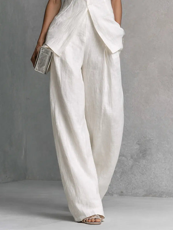 Grace | Linen Wide-Leg Trouser Co-Ord Set — RoselynAtelier