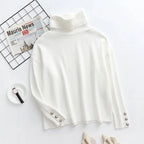 Florence Turtleneck Ribbed Jumper with Button-Cuff Sleeves, Cosy Autumn Knit - view 7