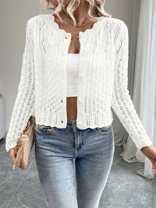 Bonnie Open Knit Button Cardigan - front view