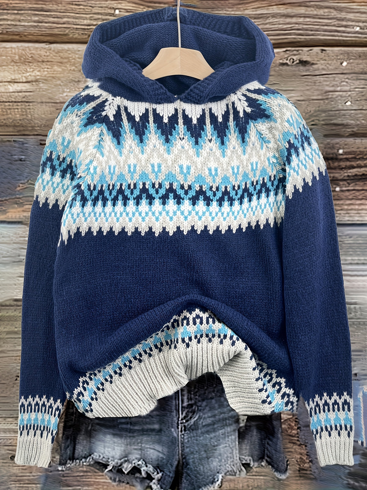 Poppy Hooded Jacquard Knit Jumper - view 2