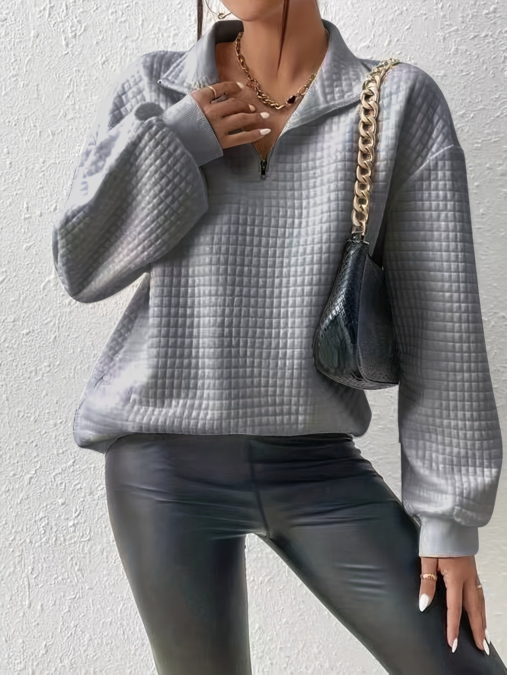 Nell Waffle Knit Half Zip Jumper - view 3