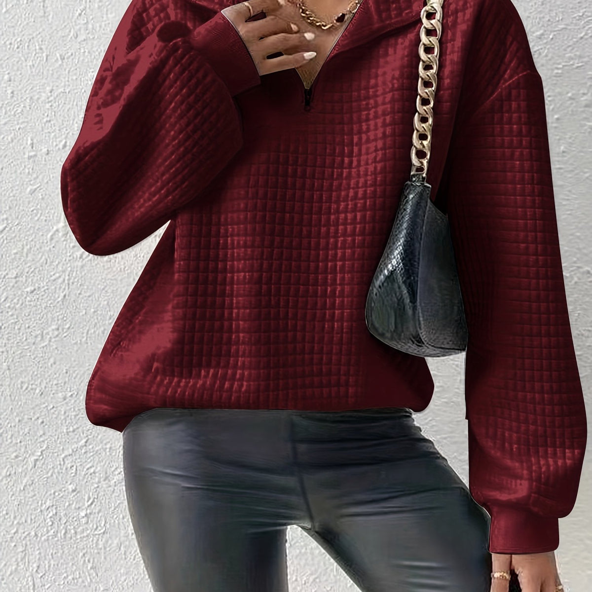 Nell Waffle Knit Half Zip Jumper - view 12