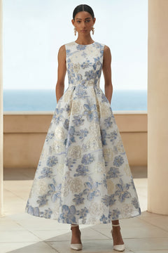 Cordelia Dusty Blue Floral Maxi Dress