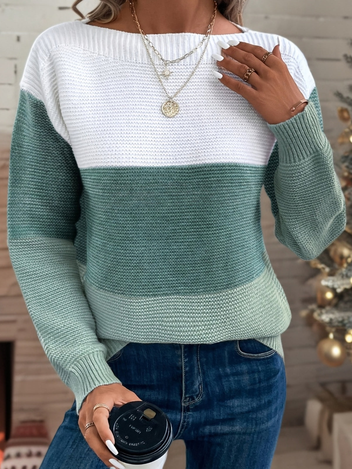 Freya Colour Block Drop Shoulder Jumper - front view