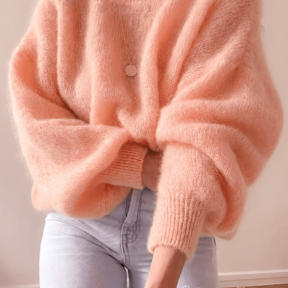 Etta Collarless Relaxed Knitted Jumper - view 16