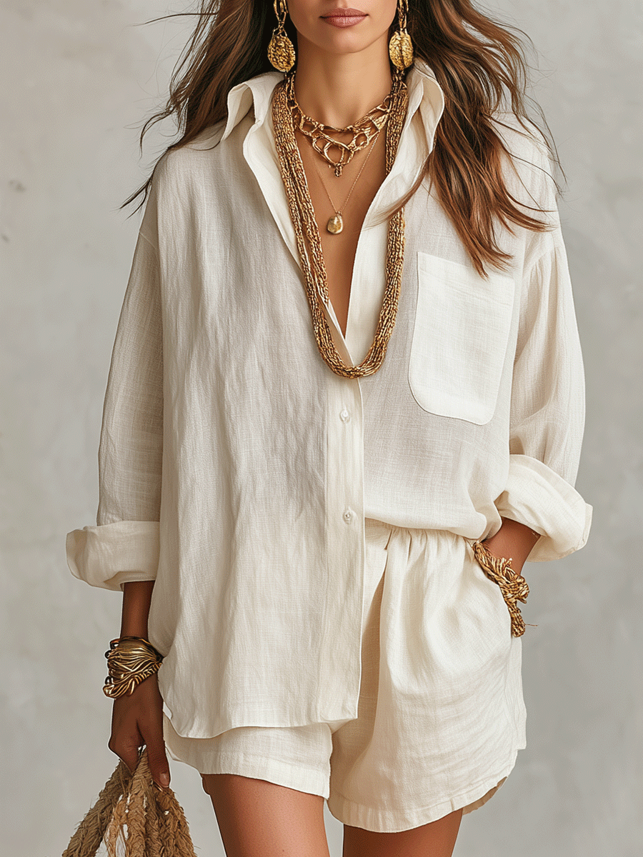 Petra | Linen Shirt and Shorts Co-Ord Set — RoselynAtelier