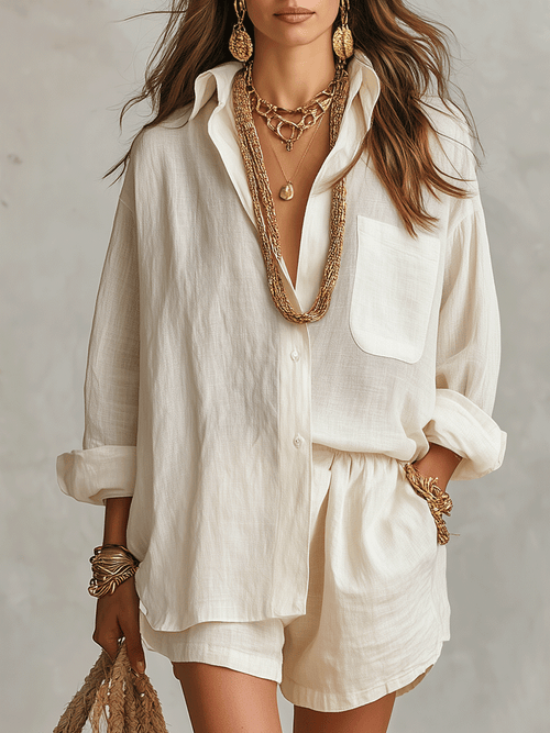 Petra | Linen Shirt and Shorts Co-Ord Set — RoselynAtelier
