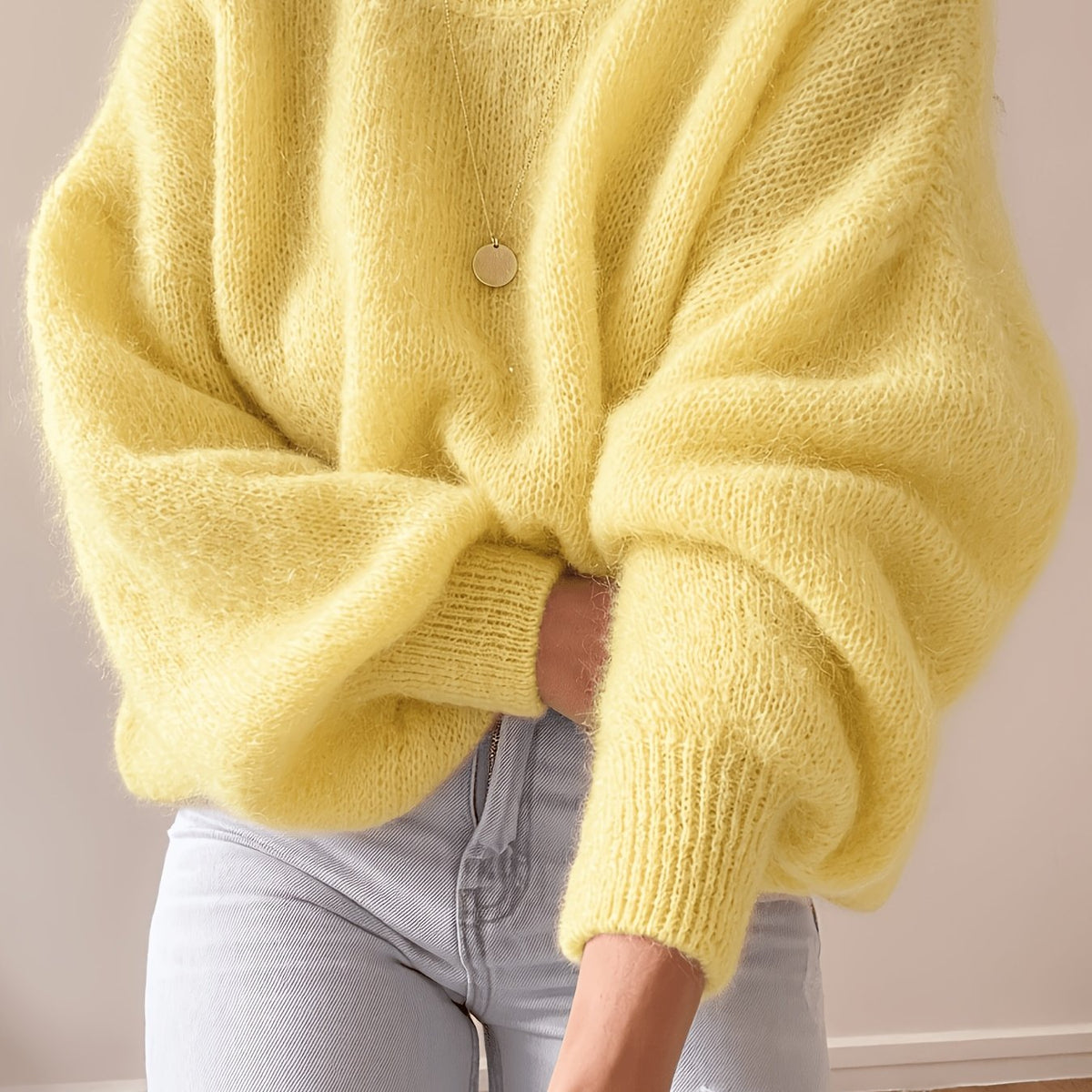 Etta Collarless Relaxed Knitted Jumper - view 13