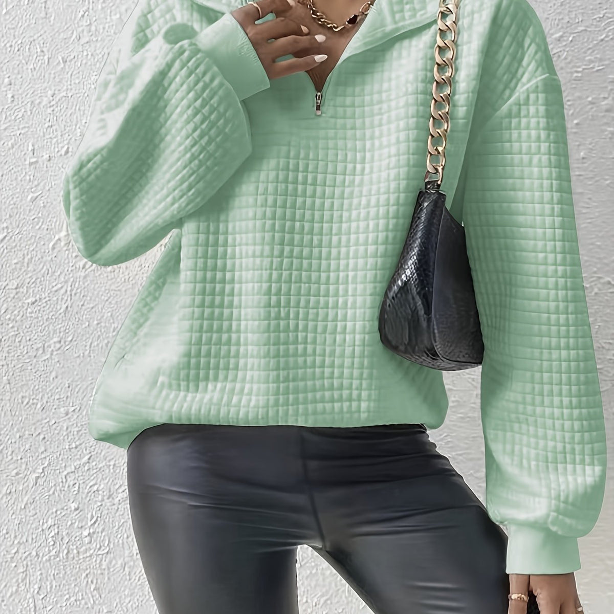 Nell Waffle Knit Half Zip Jumper - view 17