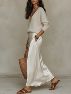 Marguerite Knit Top Satin Midi Skirt Co-Ord - view 11