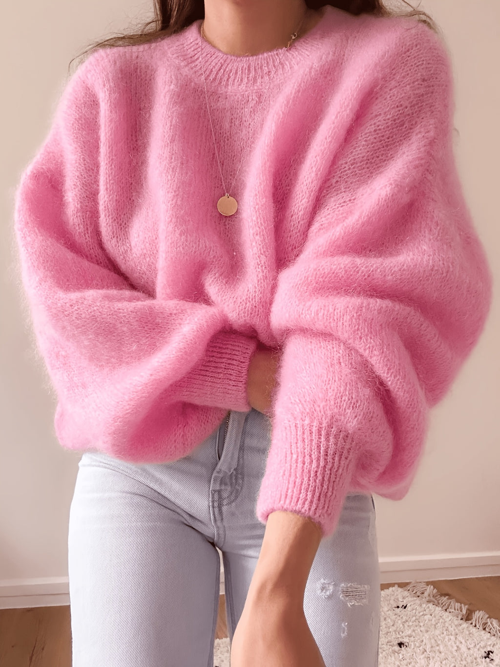 Etta Collarless Relaxed Knitted Jumper - view 2