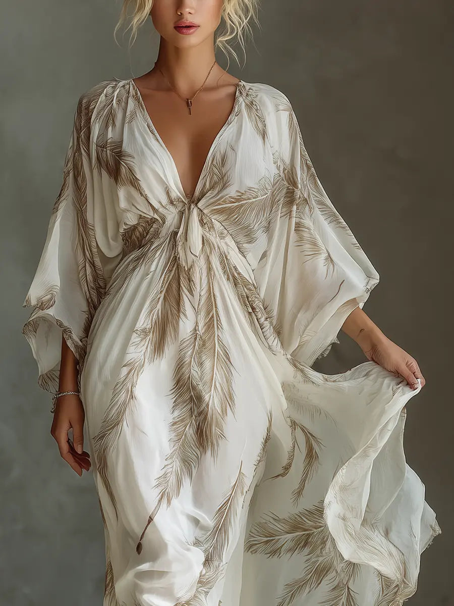 Serena Palm Print Chiffon Maxi Dress - view 3