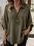 Thea V Neck Shawl Cape Jumper - view 4