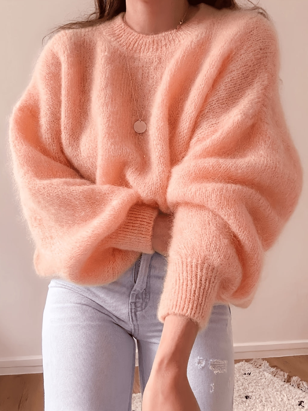 Etta Collarless Relaxed Knitted Jumper - view 8