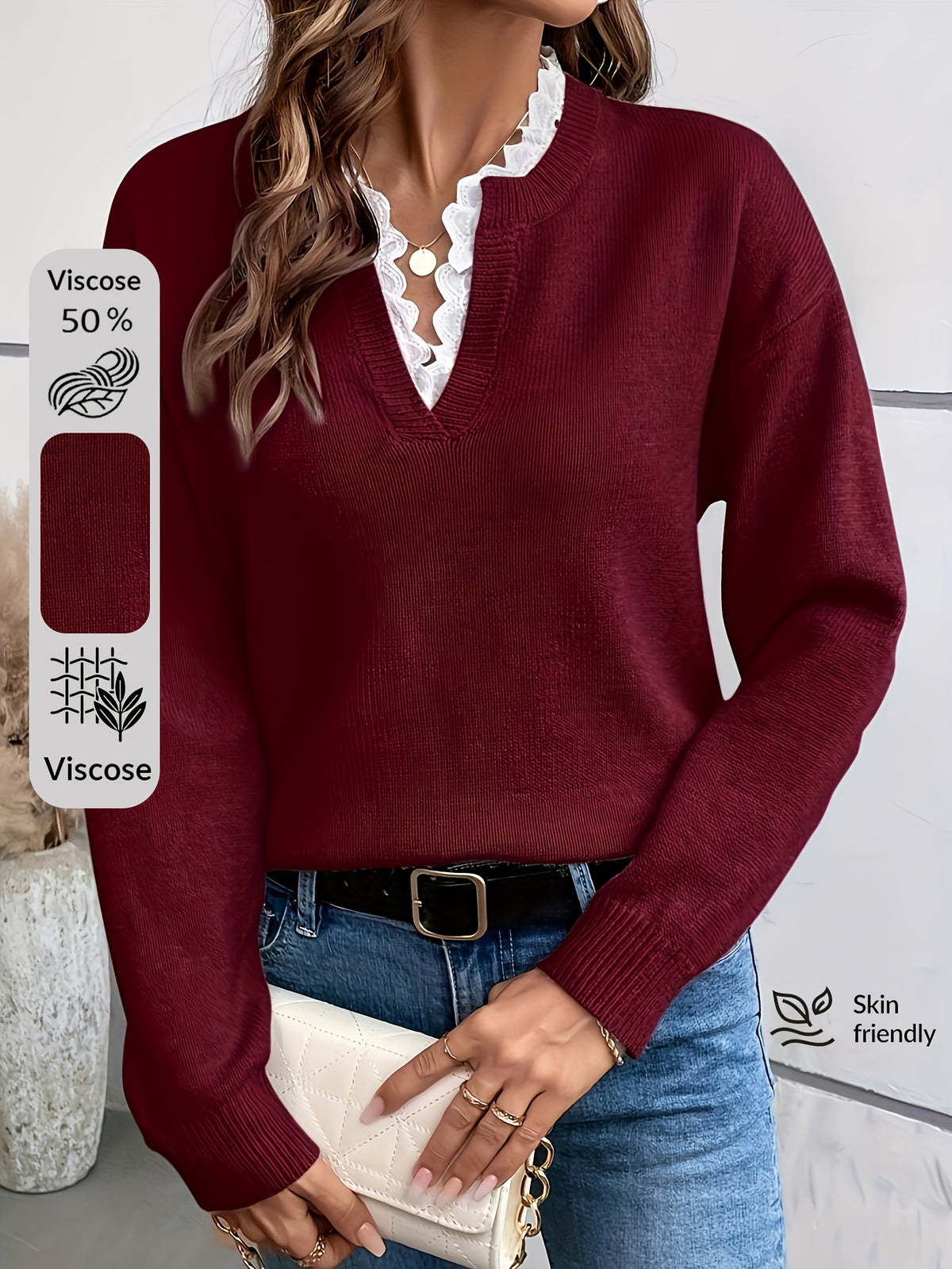 Maya Lace Collar Drop Shoulder Jumper - view 11