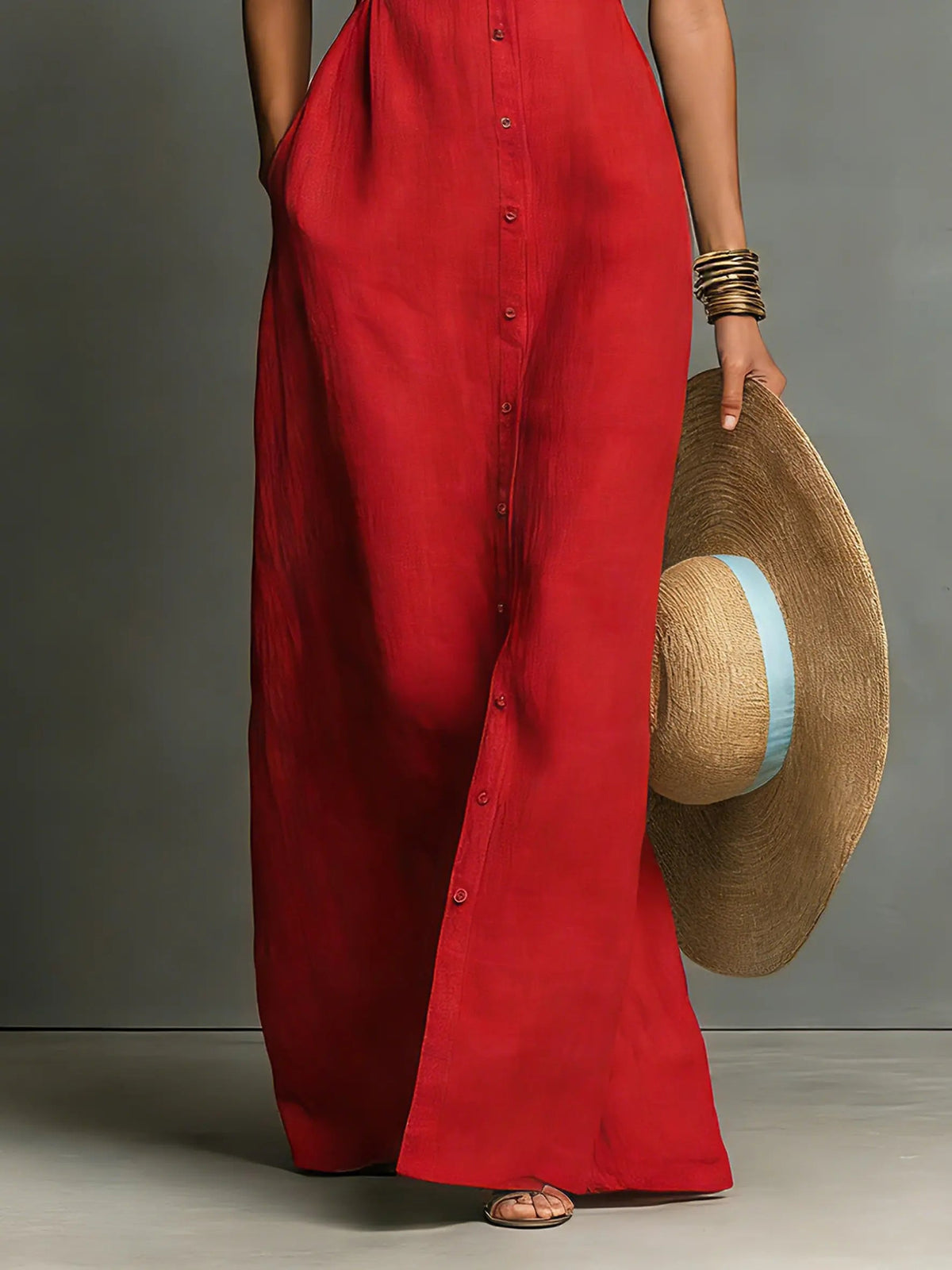 Claudette Sleeveless Collared Maxi Shirt Dress - view 6