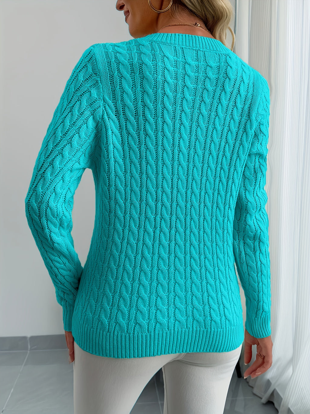 Isla V Neck Ribbed Knit Jumper - view 10