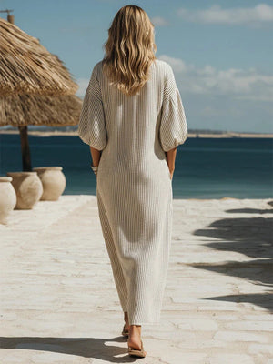 Frances | Striped Button-Down Midi Dress — RoselynAtelier