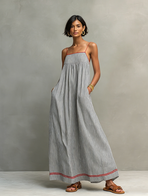 Marina | Striped Strappy Maxi Dress — RoselynAtelier