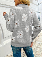 Evie Floral Half Zip Knitted Jumper - view 9