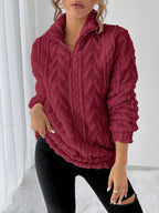 Ruby Zip Neck Fleece Sweatshirt - front view