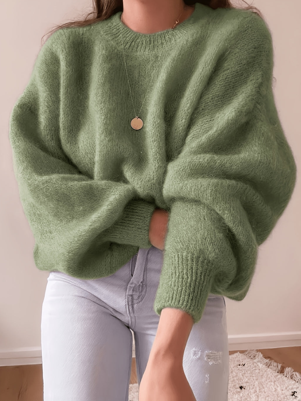 Etta Collarless Relaxed Knitted Jumper - view 5