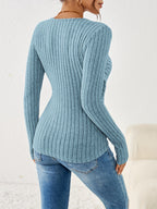 Grace V Neck Button Long Sleeve Top - view 5