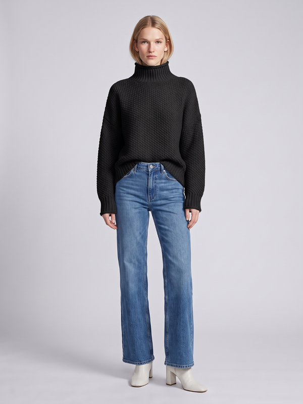 Imogen | Turtleneck Loose Knit Jumper, Cosy Boho Winter Knit oaklynwear
