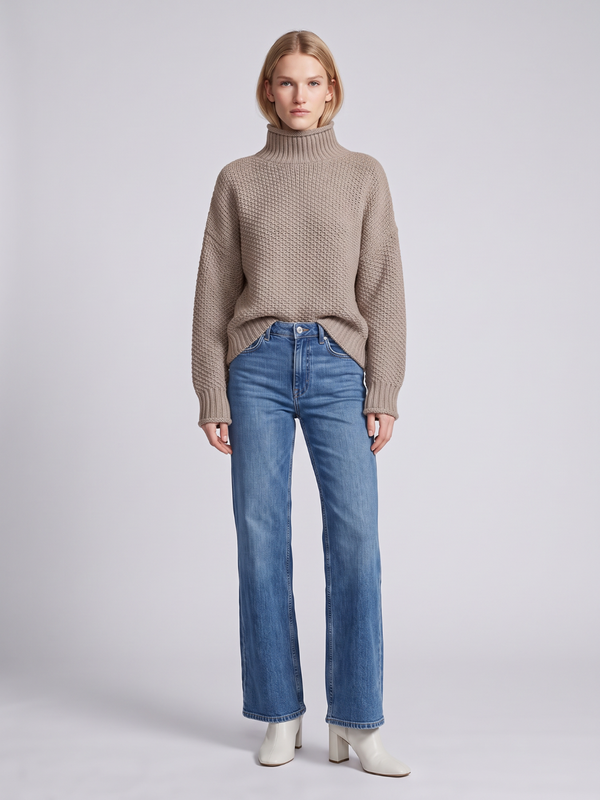 Imogen | Turtleneck Loose Knit Jumper, Cosy Boho Winter Knit oaklynwear