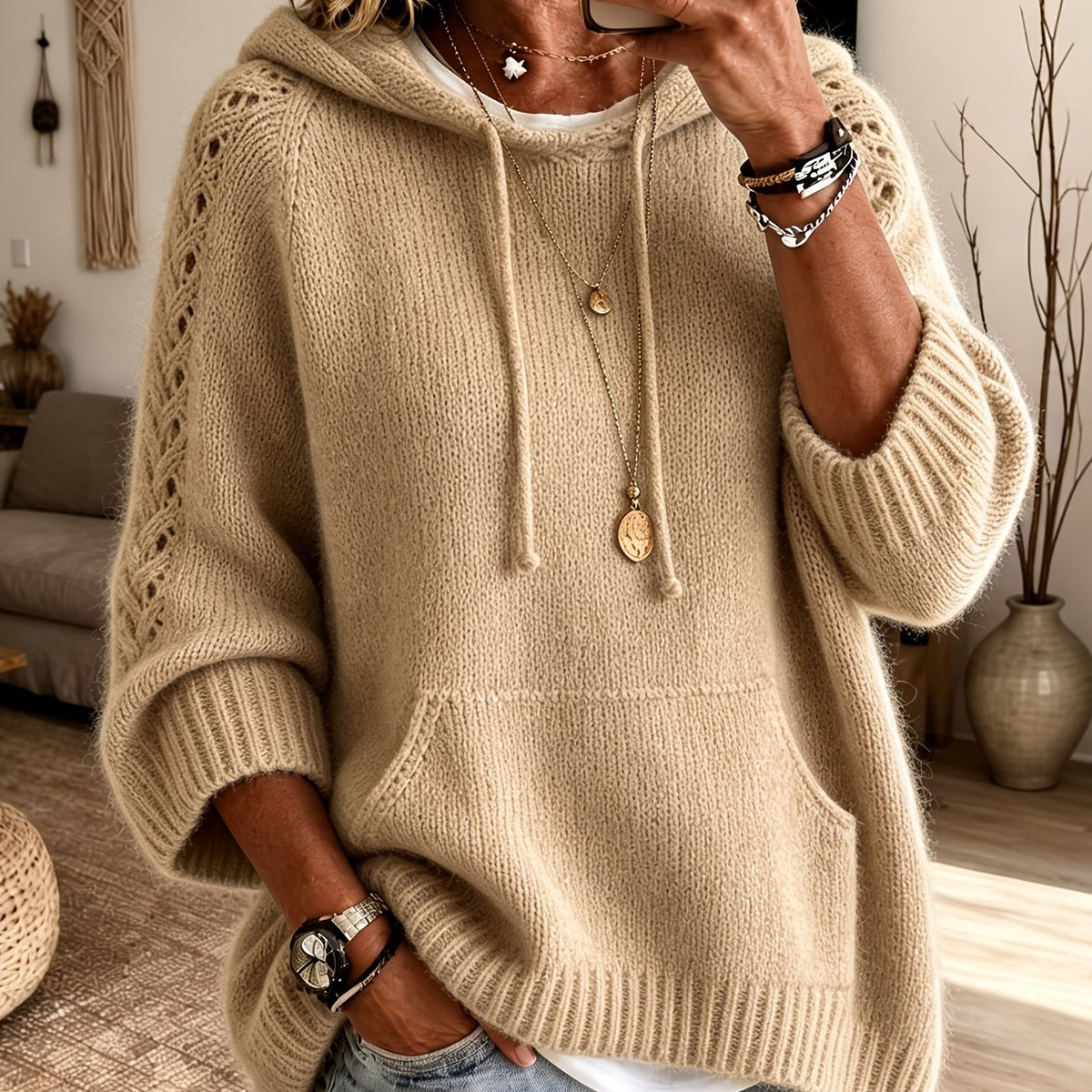 Ada Fluffy Hooded Pullover Jumper - view 13