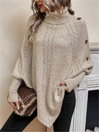Orla Cable Knit Roll Neck Cape - view 7