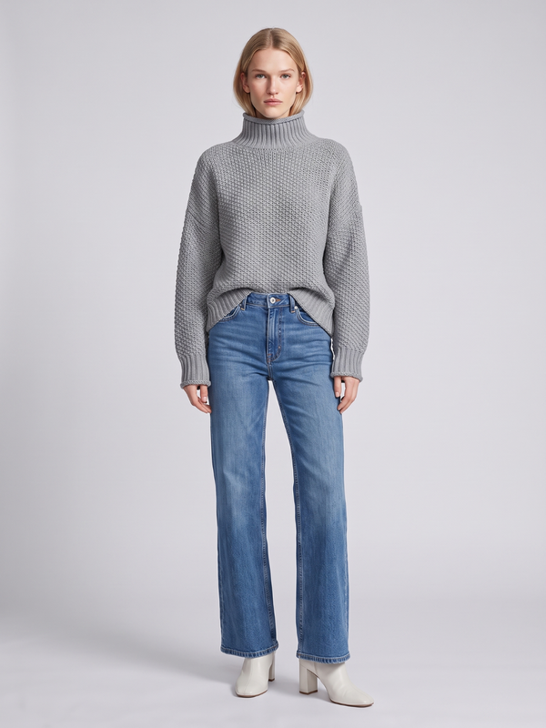 Imogen | Turtleneck Loose Knit Jumper, Cosy Boho Winter Knit oaklynwear