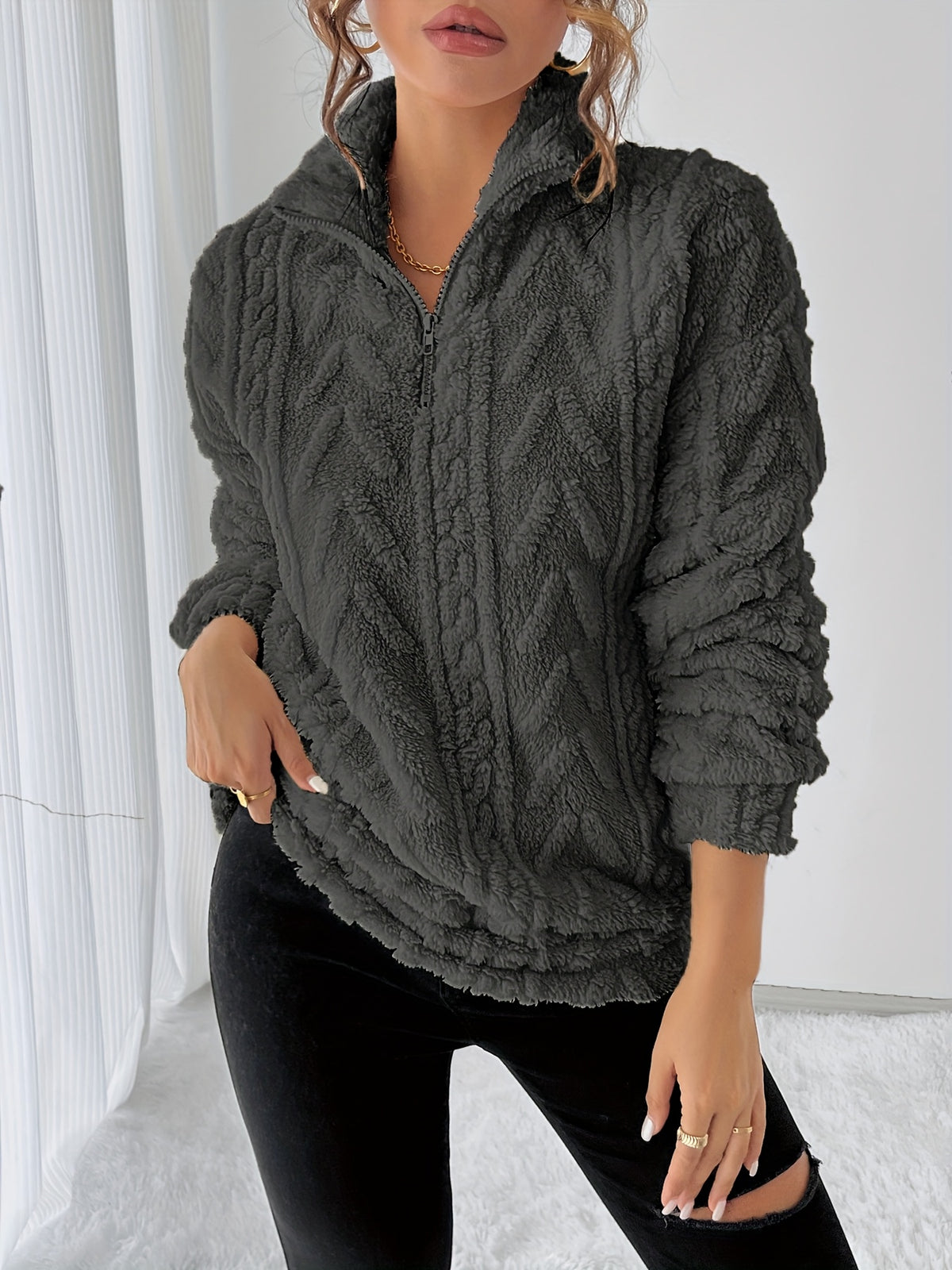 Ruby Zip Neck Fleece Sweatshirt - view 4