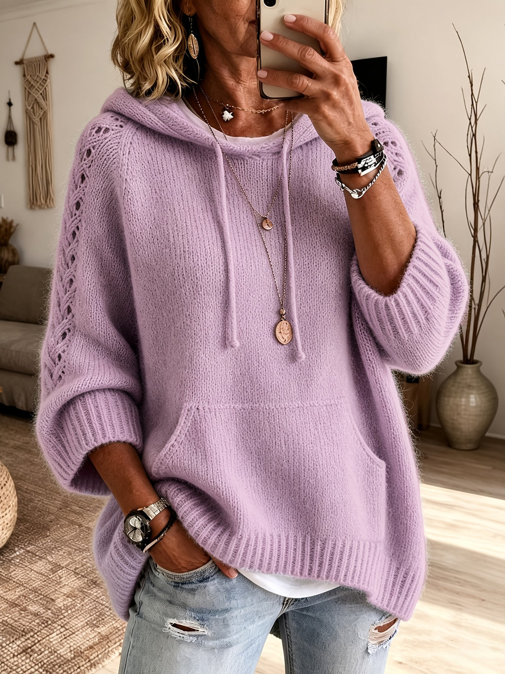 Ada Fluffy Hooded Pullover Jumper - view 7